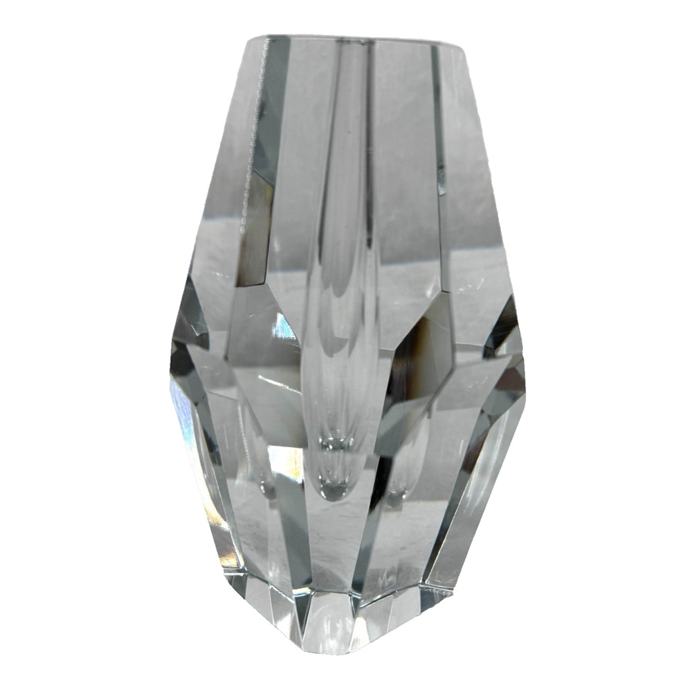 Asta Stromberg Unsigned Diamante Crystal Vase Candlestick Facets Estudio Arte Px